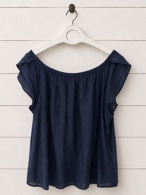 NWT Ann Taylor navy flutter sleeved short sleeved blouse